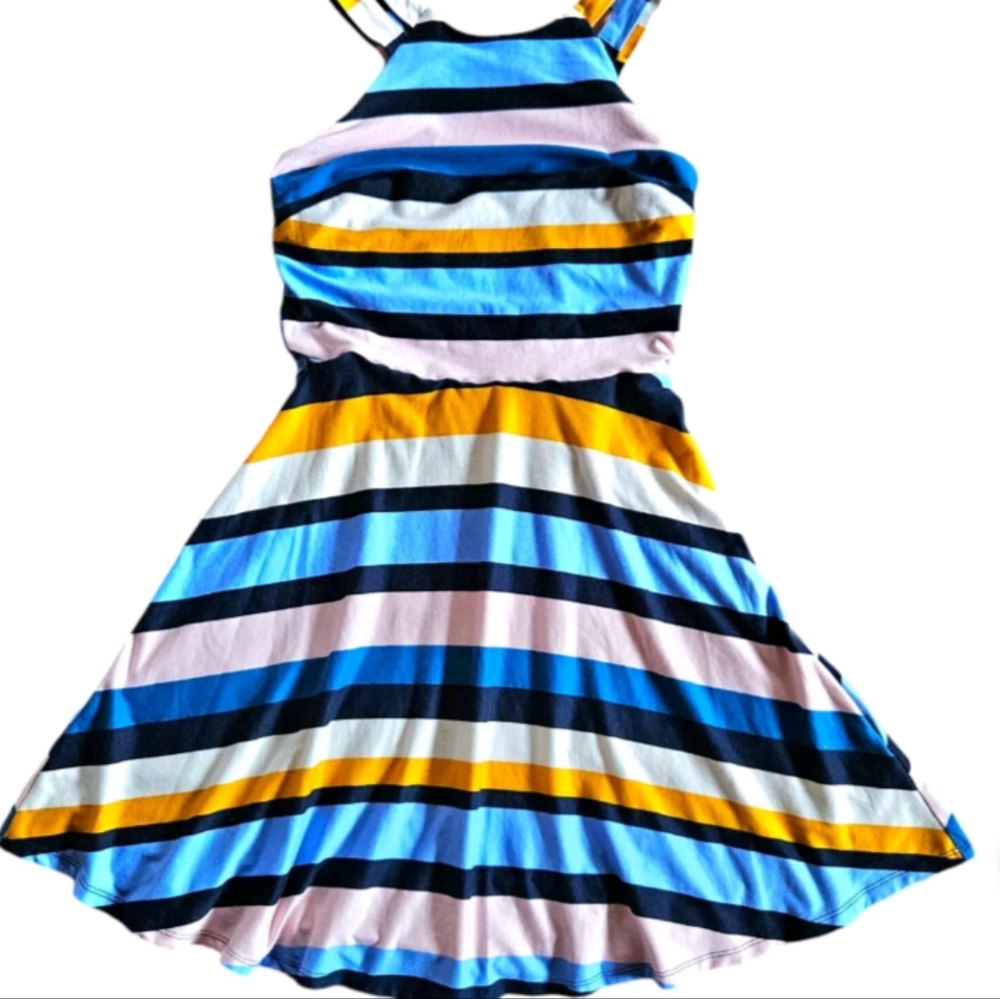 IZ Byer Teen XSmall Striped Mini Dress Summer Sleeveless Beach Twirl Skater
